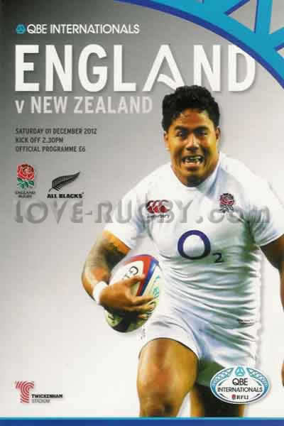 2012 England v New Zealand  Rugby Programme